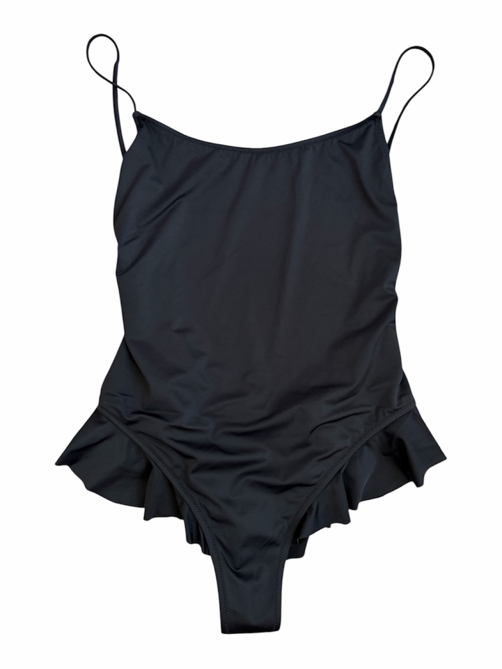 Milly Cabana Black Ruffle Hem One-Piece Swimsuit - Women